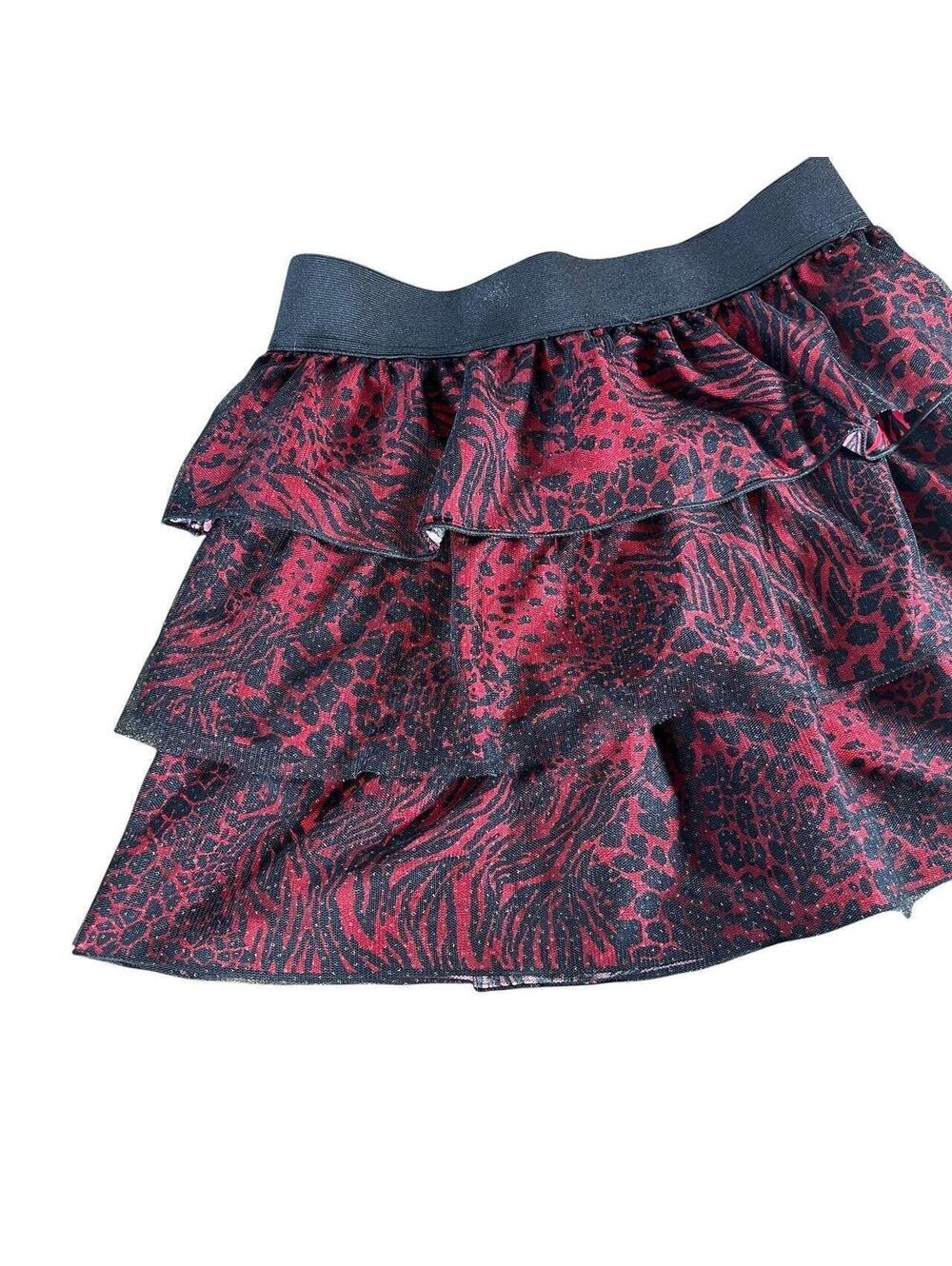 Amy Byer Red Leopard Ruffle Skirt